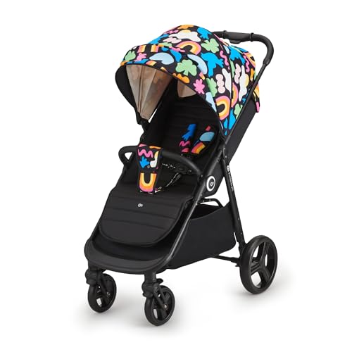 Kinderkraft GRANDE PLUS Passeggino Leggero dalla Nascita fino 22 kg, Pieghevole con una Mano, Posizione Sdraiata, L'ammortizzazione su Tutte le Ruote, Cappottina XL, Happy Shapes : Prima infanzia