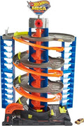 Hot Wheels  City Mega Garage Twist, Playset con Ascensore a Spirale e Oltre 6 Posti Auto, Include 1 Macchinina in Scala 1:64, Imballaggio Sostenibile, Giocattolo per Bambini 4  Anni, HFH03 : Giochi e giocattoli