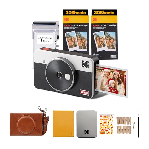 KODAK Mini Shot 2 Retro Regalo di Natale 4PASS 2 in 1 Fotocamera istantanea e stampante fotografica portatile (5,3 x 8,6 cm)   confezione regalo con 60 fogli, bianco : Elettronica