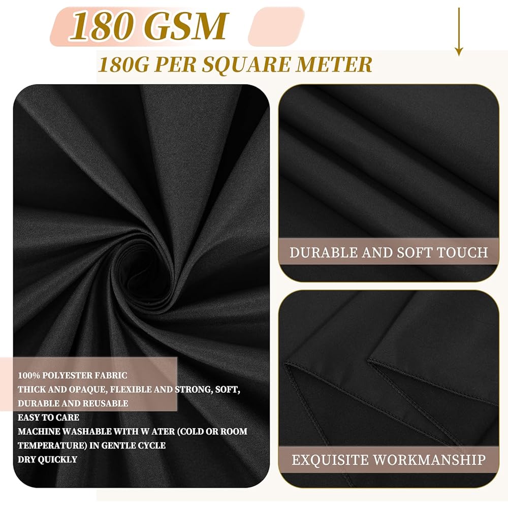 Teruntrue Lot de 6 Nappe Rectangulaire Noire Tissu 153 x 260cm, Lavable Nappes Rectangulaire pour Tables 6 Pieds, Nappe en Polyester pour Fête Mariage Buffet Camping Restaurant : Cuisine et Maison