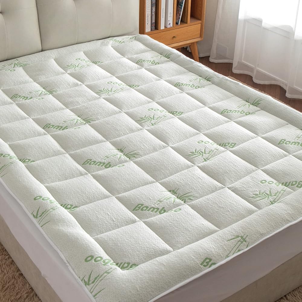 Threads for Bed Surmatelas Super King Size avec Housse en Bambou Doux, Protecteur de Matelas rafraîchissant Doux pour la Peau, 300 g/m² rempli de Fibres Douces et soyeuses pour Rembourrage : Cuisine et Maison