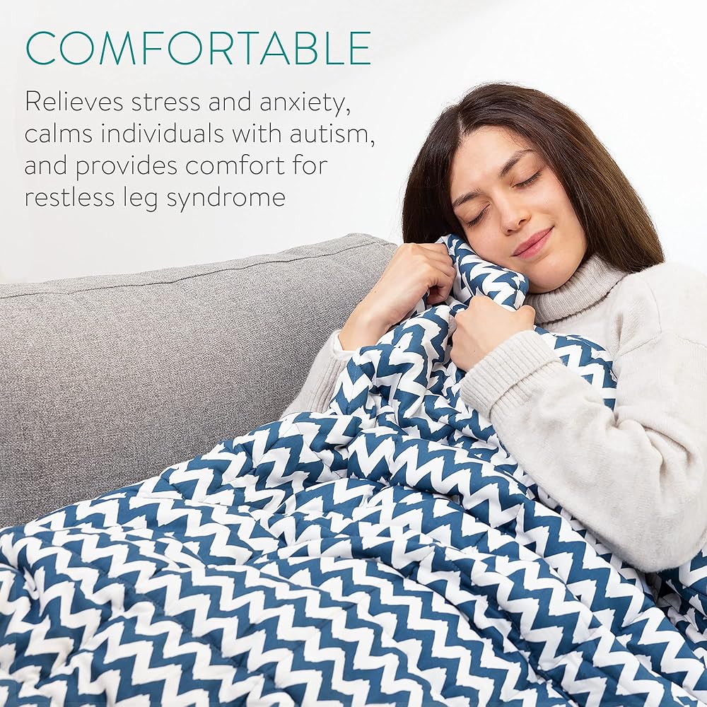 Navaris Couverture Lestée - Couverture Pondérée Relaxante 135x200cm - Contre Insomnie Anxiété - Cocooning - 100% Coton - 4,8kg : Cuisine et Maison