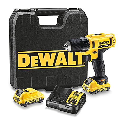 DEWALT DCD710D2 qw Trapano Avvitatore, 2 velocità, 2.0 Ah, con Doppia Batteria in Valigetta, 10.8 V, Giallo/Nero : Fai da te