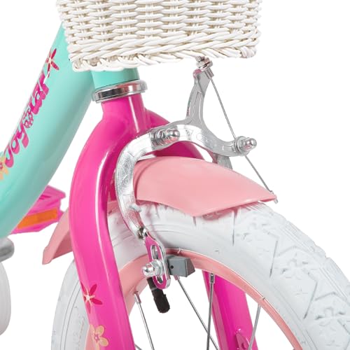 JOYSTAR Bicicletta per bambini a forma di unicorno, da 16 pollici, per bambini da 5 a 7 anni, con seggiolino e ruote di supporto, colore: verde, BIKE049gr 16 : Sport e tempo libero