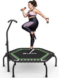 BCAN Mini trampolino da 250 kg, diametro 123 cm, con manico in schiuma flessibile, regolabile in 3 posizioni, stabile e silenzioso, per bambini e adulti, allenamento indoor e giardino : Sport e tempo libero