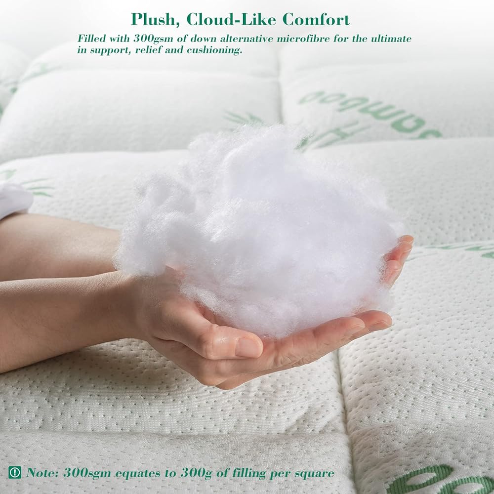 Threads for Bed Surmatelas Super King Size avec Housse en Bambou Doux, Protecteur de Matelas rafraîchissant Doux pour la Peau, 300 g/m² rempli de Fibres Douces et soyeuses pour Rembourrage : Cuisine et Maison