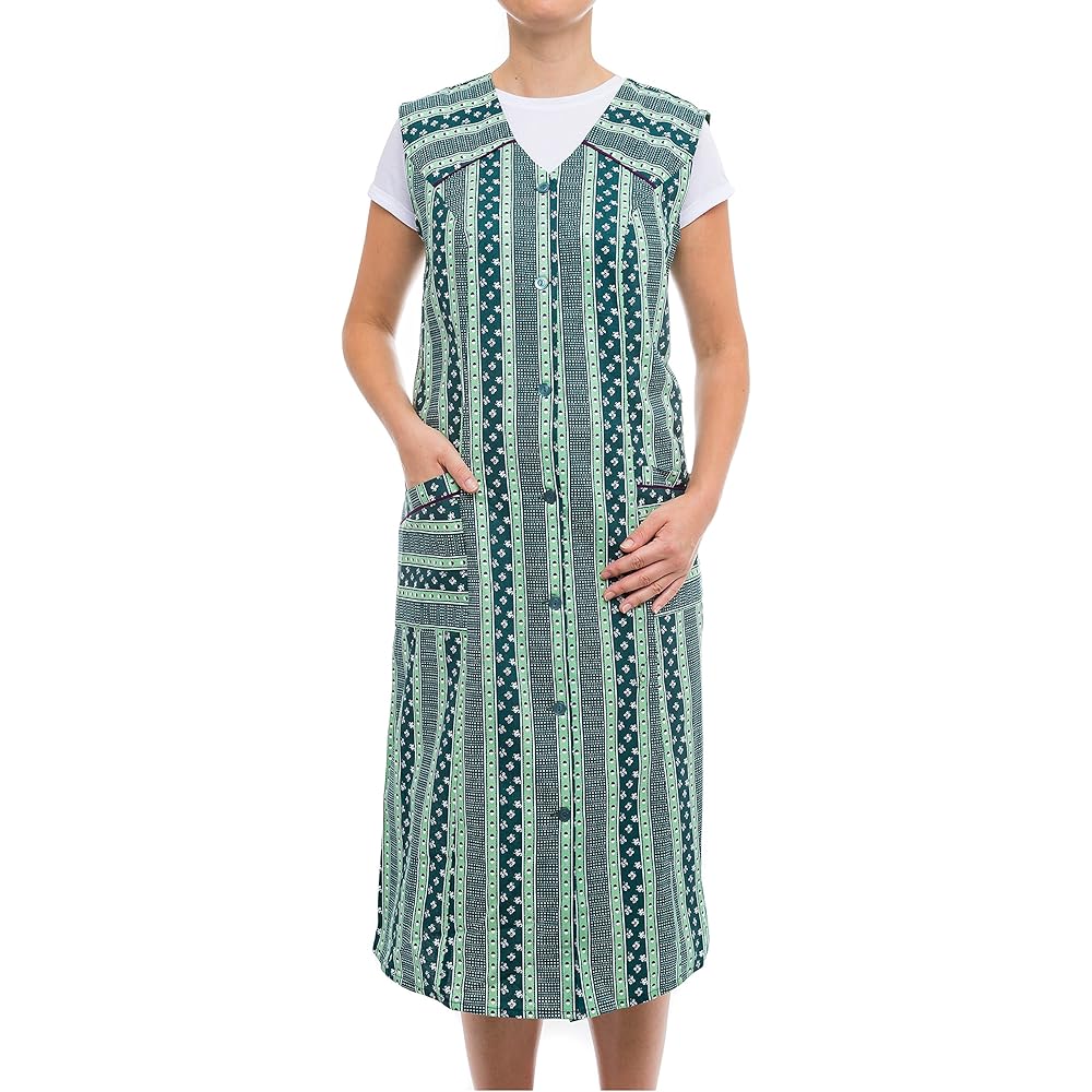 Tobeni Femme Blouse Tablier Longue en 100% Coton sans Manche : Mode