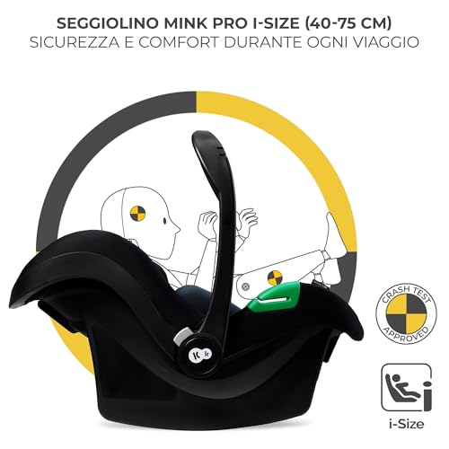 Kinderkraft MOOV2 Trio passeggino neonati 3 in 1 fino 26 kg, con Ovetto I SIZE 40 75 cm, Carrozzina reversibile fronte mamma e strada, Schienale regolabile, Ruote gonfiabili, Nero : Prima infanzia