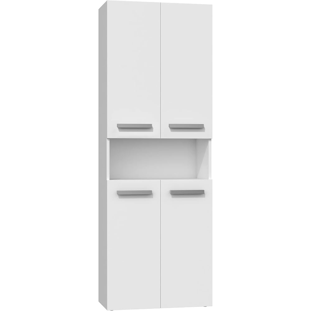 3E 3xE living.com Meuble Salle de Bain - Armoire Debout avec Cinq étagéres et Deux Panier à Linge, Blanc, P : 30 cm, H : 174 cm, L : 60 cm : Cuisine et Maison
