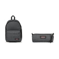 EASTPAK Out of Office Sac à dos, 44 cm, 27 L, Jean Noir &amp; Benchmark Single Trousse, 21 cm, Gris (Black Denim) : Mode