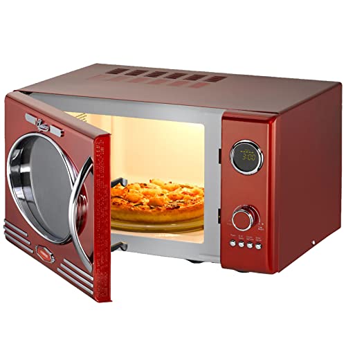 MELISSA 16330129 Retro forno a microonde, 1000 Watt/23 litri, design forno a microonde con grill/rosso metalic : Casa e cucina