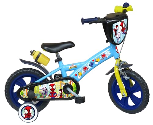 A.T.L.A.S. Bicicletta 12'' Spidey e i suoi amici dotata di 1 freno, piastra anteriore decorativa, parafanghi, carter e stabilizzatori. : Sport e tempo libero