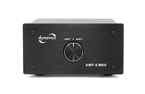 Dynavox AMP S MKII   Commutatore amplificatore e scatola in metallo, per amplificatori stereo e surround, collegamento tramite spina a banana o connettore a clip, colore: Nero : Elettronica