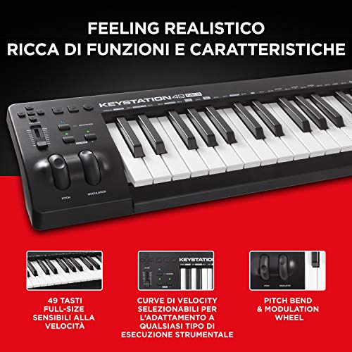 M Audio Keystation 49MK3   SP 2   Tastiera Controller MIDI USB a 49 Tasti, Controlli Assegnabili, Pacchetto software   Pedale di Sustain Universale in Stile Pianoforte : Strumenti Musicali
