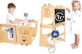 Kauza 3 in 1 Torre Montessoriana Trasformabile in Legno Naturale, Sgabello da Cucina e Bagno per Bambini con Lavagna, Torretta di Apprendimento Pieghevole con Tavolo e Sedia, Sicura da 1 Anno : Casa e cucina