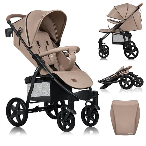 LIONELO Annet passeggino leggero pieghevole grigio regorabile con posizione sdraiata con ruote EVA cappottina XXL con zanzariera coprigambe portabibite fino 22 kg : Prima infanzia