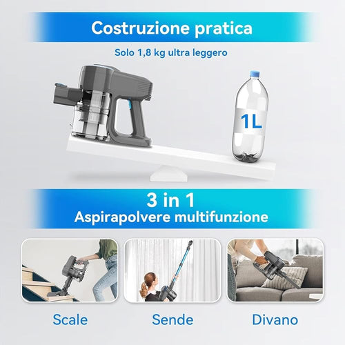 Aspirateur Balai sans Fil N300, 25KPa &amp; 2 Vitesses, Aspirateur sans fil 175W, Aspirateur Léger, 50Min Autonomie, 6 en 1 Aspirateur Balai sans Sac pour Les Poils d'animaux, Tapis, Canapé, Voiture : Cuisine et Maison