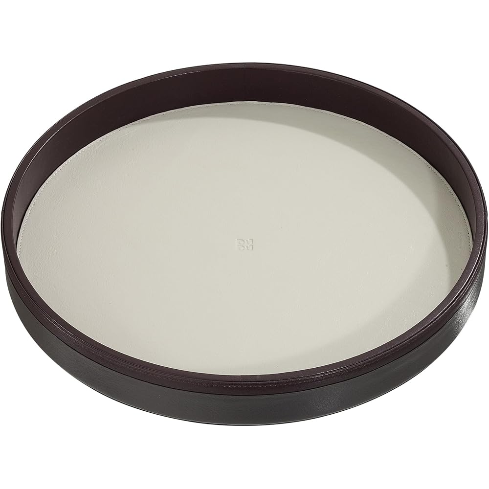 DuDu Plateau de Service Rond en Cuir Diamètre 32cm Multicouleur Porte-Objets pour la Maison et Le Burear Design Raffiné Anthracite : Mode