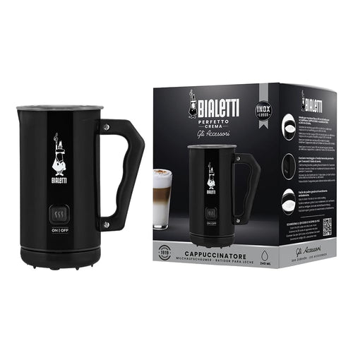 Bialetti Milk Frother Elettrico, Mousseur à lait pour cappuccino, Capacité 150 ml Cappuccino ou 300 ml Lait Chaud, Noir : Cuisine et Maison
