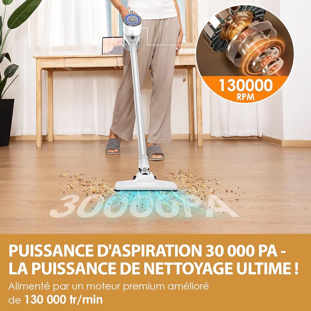 VersLife S6PRO Aspirateur Balai sans Fil, Aspirateur sans Fil Puissant 30Kpa avec 30 Min d'Autonomie, 4 en 1 Aspirateur Balai sans Sac pour Les Poils d’Animaux, Tapis, Sols, Nouveau modèle 2025 : Cuisine et Maison
