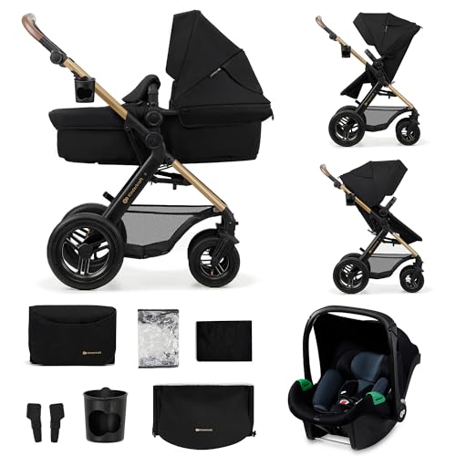 Kinderkraft MOOV2 Trio passeggino neonati 3 in 1 fino 26 kg, con Ovetto I SIZE 40 75 cm, Carrozzina reversibile fronte mamma e strada, Schienale regolabile, Ruote gonfiabili, Nero : Prima infanzia