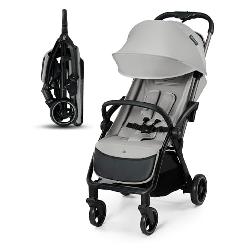 Kinderkraft APINO Passeggino Leggero fino 22 kg, Solo 7,5 Kg, Passeggino Da Viaggio, Pieghevole automatico, Schienale Regolabile In Posizione Sdraiata, Copertura Antipioggia, Grigio : Prima infanzia