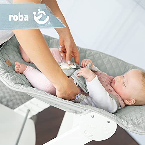 roba Seggiolone Evolutivo Born Up 2in1, Sdraietta roba Style Verde Ghiaccio Reclinabile, Fodera Impermeabile, Altezza Regolabile, Robusto e Resistente, Ergonomico, fino ai 70 kg, Legno Laccato Bianco : Prima infanzia