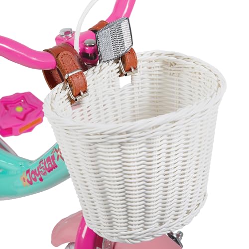 JOYSTAR Bicicletta per bambini a forma di unicorno, da 16 pollici, per bambini da 5 a 7 anni, con seggiolino e ruote di supporto, colore: verde, BIKE049gr 16 : Sport e tempo libero