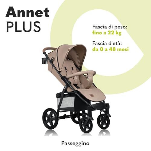 LIONELO Annet passeggino leggero pieghevole grigio regorabile con posizione sdraiata con ruote EVA cappottina XXL con zanzariera coprigambe portabibite fino 22 kg : Prima infanzia