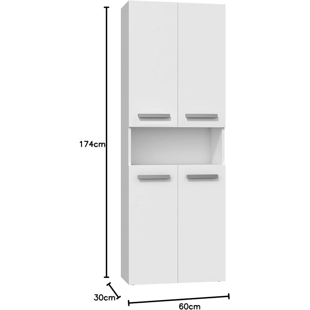 3E 3xE living.com Meuble Salle de Bain - Armoire Debout avec Cinq étagéres et Deux Panier à Linge, Blanc, P : 30 cm, H : 174 cm, L : 60 cm : Cuisine et Maison