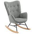 MEUBLE COSY Sedia a Dondolo con braccioli e Seduta Imbottita per Soggiorno, Camera da Letto, Struttura in Metallo e Base in Legno, Tessuto, Grigio Chiaro, 66x84x97 cm : Casa e cucina