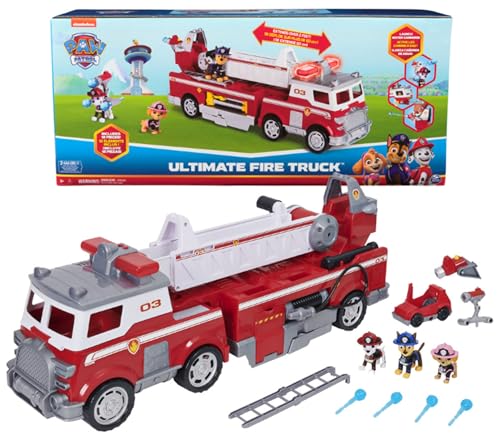 Paw Patrol, Camion dei Pompieri di Marshall, con Scala di 61 cm Allungabile, Luci e Suoni, Mini Veicolo, Personaggi Chase, Marshall e Skye Inclusi, Giocattoli per Bambini e Bambine, 3  Anni : Giochi e giocattoli