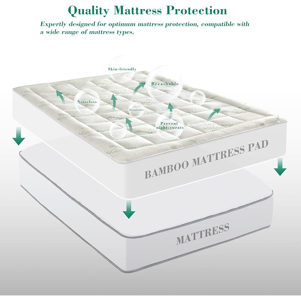 Threads for Bed Surmatelas Super King Size avec Housse en Bambou Doux, Protecteur de Matelas rafraîchissant Doux pour la Peau, 300 g/m² rempli de Fibres Douces et soyeuses pour Rembourrage : Cuisine et Maison