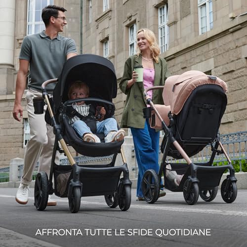 Kinderkraft MOOV2 Trio passeggino neonati 3 in 1 fino 26 kg, con Ovetto I SIZE 40 75 cm, Carrozzina reversibile fronte mamma e strada, Schienale regolabile, Ruote gonfiabili, Nero : Prima infanzia