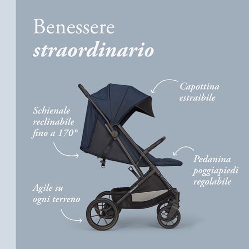 Inglesina Zenit Passeggino, Blu, Compatto, Adatto fino a 22kg, Ruote con Sospensioni, Seduta Ampia, Esclusiva Amazon : Prima infanzia