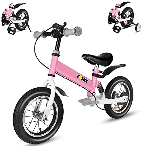 Ybike Bicicletta Senza Pedali,2 in 1 Bici Per Bambini da 12 14 Pollici, Per Bambini da 2 a 7 anni,4 Colori Bici da Equilibrio Con Freno,Ammortizzatore, Parafanghi : Giochi e giocattoli
