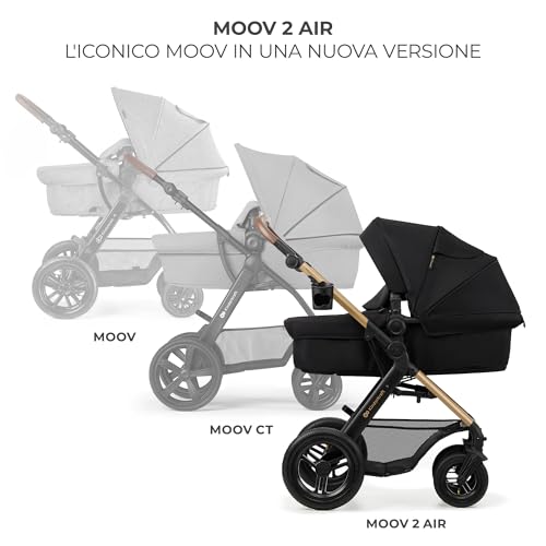 Kinderkraft MOOV2 Trio passeggino neonati 3 in 1 fino 26 kg, con Ovetto I SIZE 40 75 cm, Carrozzina reversibile fronte mamma e strada, Schienale regolabile, Ruote gonfiabili, Nero : Prima infanzia