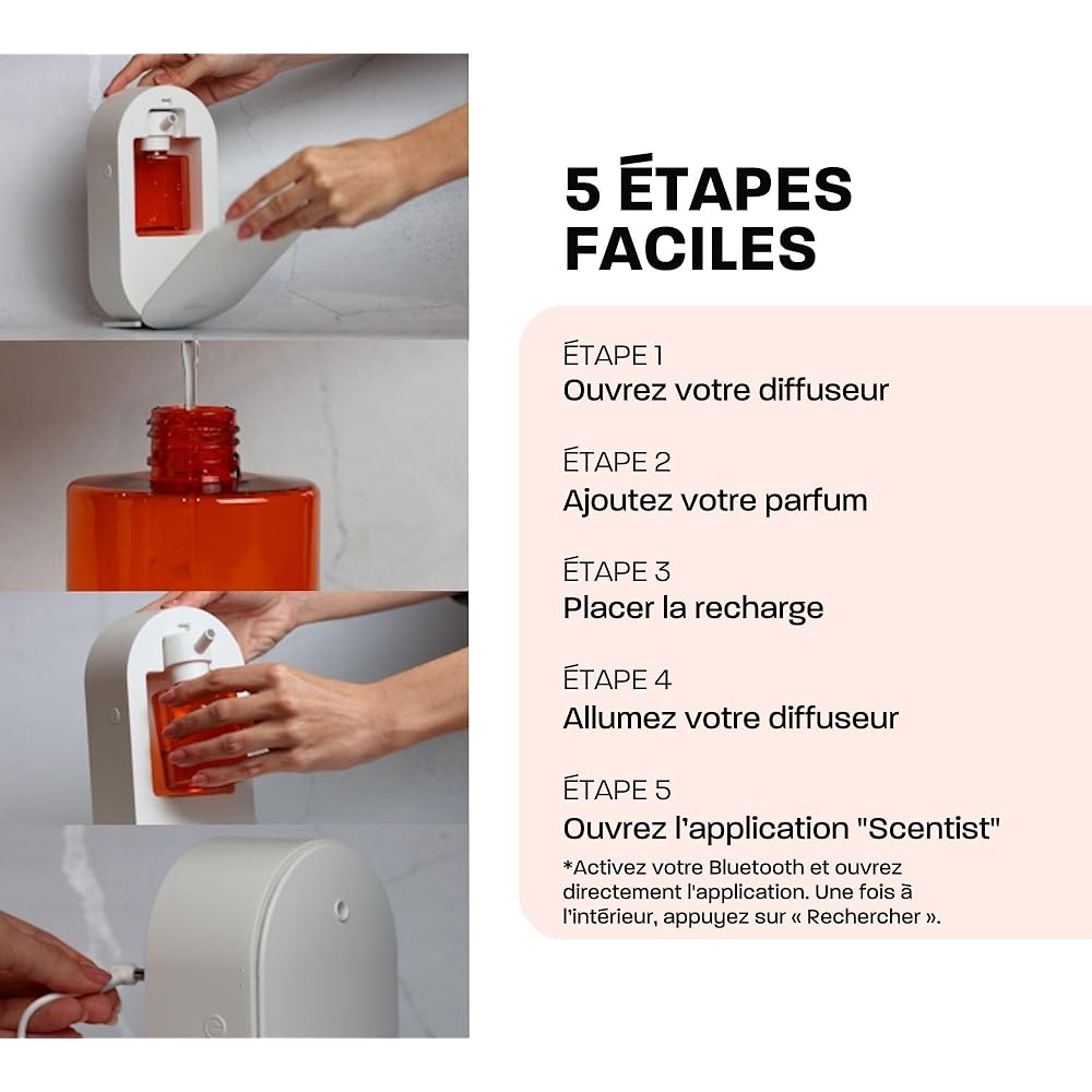 Ombiance Diffuseur d'Arômes et d'Huiles Essentielles | Puissance &amp; Bienfaits Dépassant Les Bougie Parfumées | Diffusion par Nebulisation | Contrôlé par Application Bluetooth, 300m³ Automatique : Hygiène et Santé