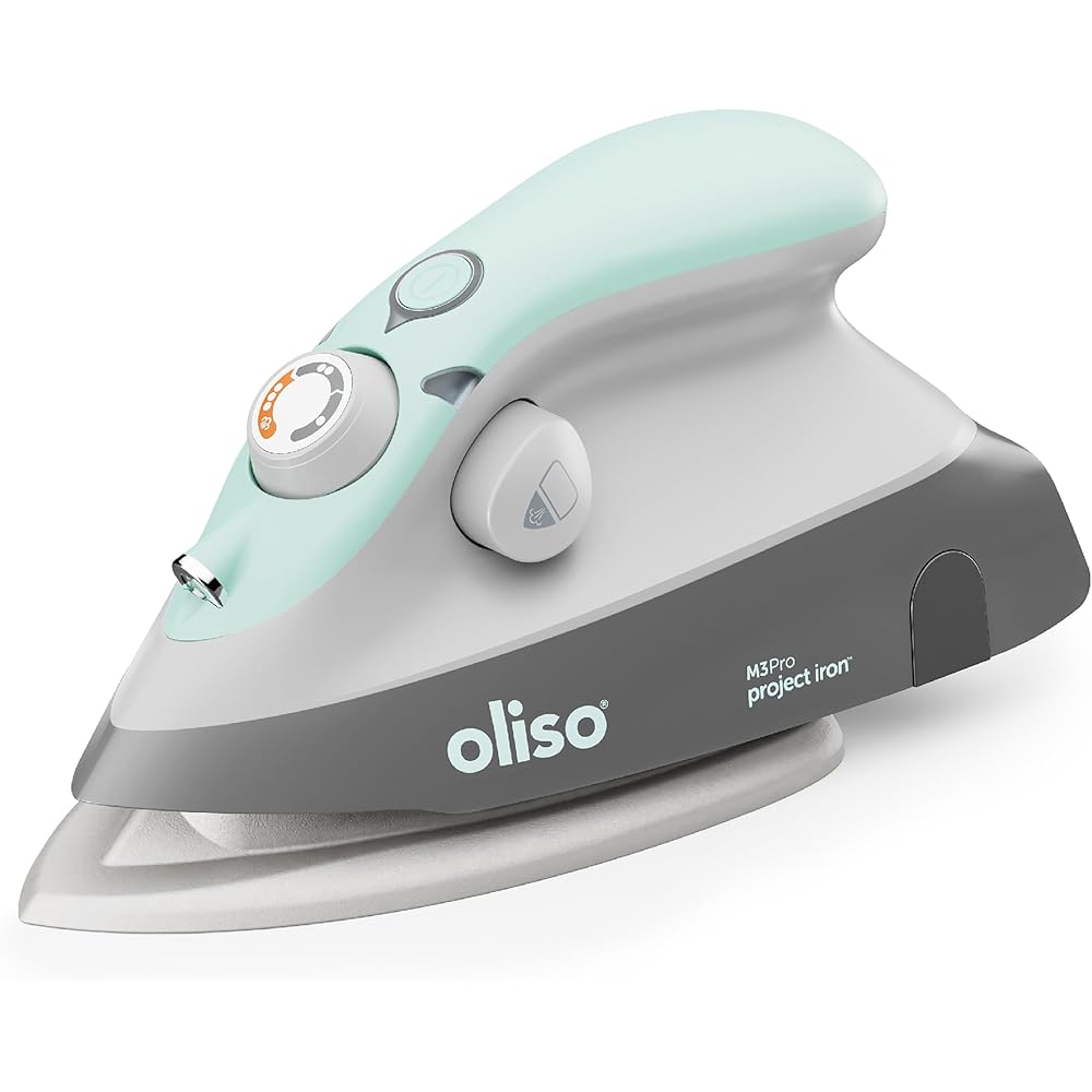 oliso M3Pro Textile Compact Fabric Project Fer à vapeur avec Solemate Protection de la plaque chauffantepeur avec Solemate Hot Iron Rest, Aqua : Cuisine et Maison