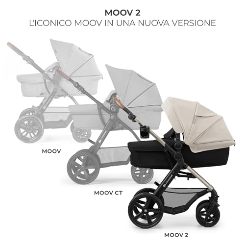 Kinderkraft MOOV2 Trio passeggino neonati 3 in 1 fino 26 kg, con Ovetto I SIZE 40 75 cm, Carrozzina reversibile fronte mamma e strada, Schienale regolabile, Ruote EVA, Grigio : Prima infanzia