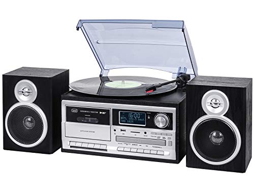 Trevi TT 1072 DAB, Giradischi Vinili 33, 45 e 78 giri, Lettore Vinile con Connessione Wireless, Lettore CD e Mp3, USB e SD, 25W, Radio Digitale DAB/DAB  FM, Presa Cuffia, Casse con Bass Reflex, Nero : Elettronica