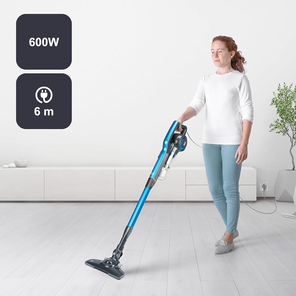 BLACK+DECKER - Aspirateur Balai avec Fil sans Sac 2 en 1 BXVMS600E, 600 W, Cable de 6 m, Puissant et léger, système cyclonique, Filtre HEPA : Cuisine et Maison