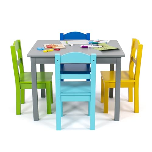 Humble Crew TC451 Set Tavolo e sedie per Bambini, Legno, Grigio/Blu/Verde/Giallo, One Size : Casa e cucina