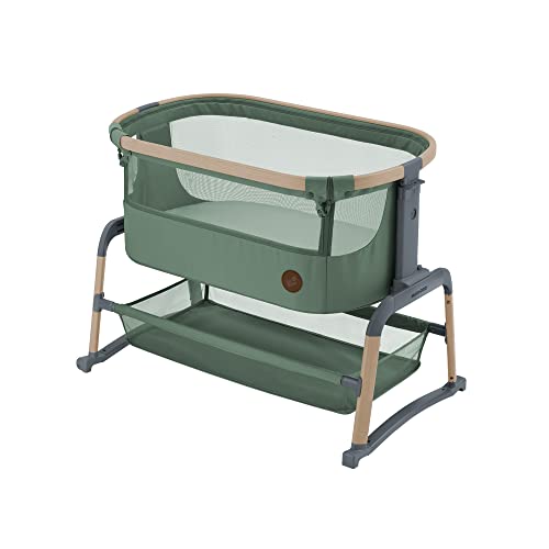 Maxi Cosi Iora Air Lettino neonato, lettino co sleeping con materasso imbottito, funzione dondolo, regolabile in altezza, reclinabile,tessuti riciclati ecologici e traspiranti, 0 9 kg, Beyond Green : Prima infanzia