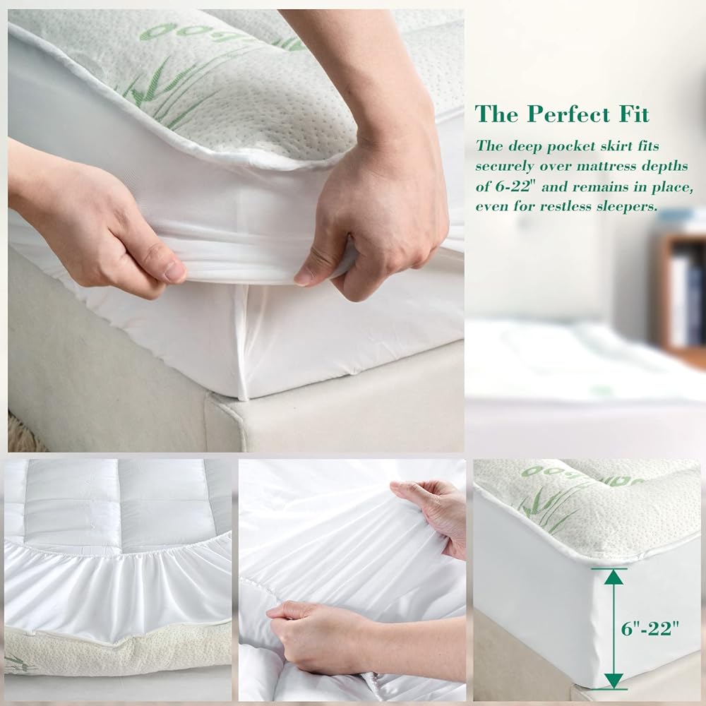 Threads for Bed Surmatelas Super King Size avec Housse en Bambou Doux, Protecteur de Matelas rafraîchissant Doux pour la Peau, 300 g/m² rempli de Fibres Douces et soyeuses pour Rembourrage : Cuisine et Maison
