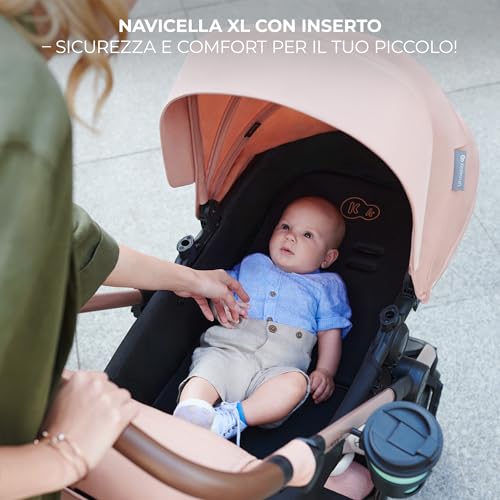 Kinderkraft MOOV2 Trio passeggino neonati 3 in 1 fino 26 kg, con Ovetto I SIZE 40 75 cm, Carrozzina reversibile fronte mamma e strada, Schienale regolabile, Ruote gonfiabili, Nero : Prima infanzia