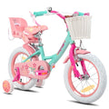 JOYSTAR Bicicletta per bambini a forma di unicorno, da 16 pollici, per bambini da 5 a 7 anni, con seggiolino e ruote di supporto, colore: verde, BIKE049gr 16 : Sport e tempo libero