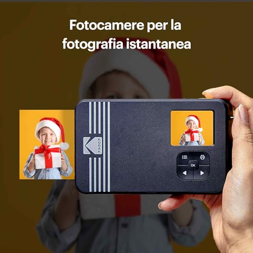 KODAK Mini Shot 2 Retro Regalo di Natale 4PASS 2 in 1 Fotocamera istantanea e stampante fotografica portatile (5,3 x 8,6 cm)   confezione regalo con 60 fogli, bianco : Elettronica