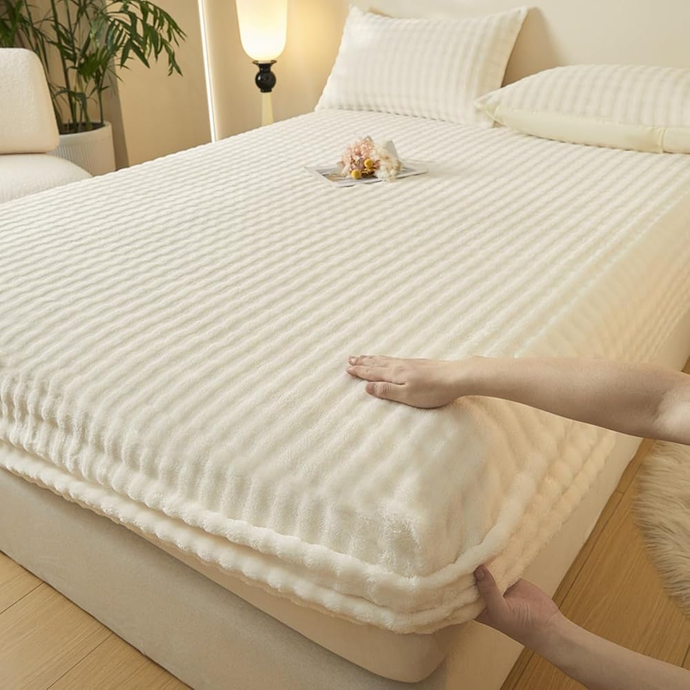 KLUOT Drap Housse 200 x 220 + 25 cm/3pcs Blanc avec Poche de 25 cm de Profondeur Doux et Respirant : Cuisine et Maison