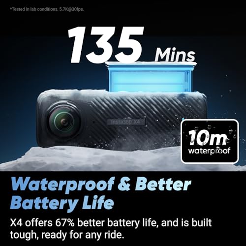 Insta360 X4 Pack Moto   Action Cam 360° 8K Impermeabile, Video Grandangolari in 4K, Selfie Stick Invisibile. Protezioni Lenti Rimovibili, Autonomia Batteria 135 min, Editing IA, Stabilizzazione : Elettronica